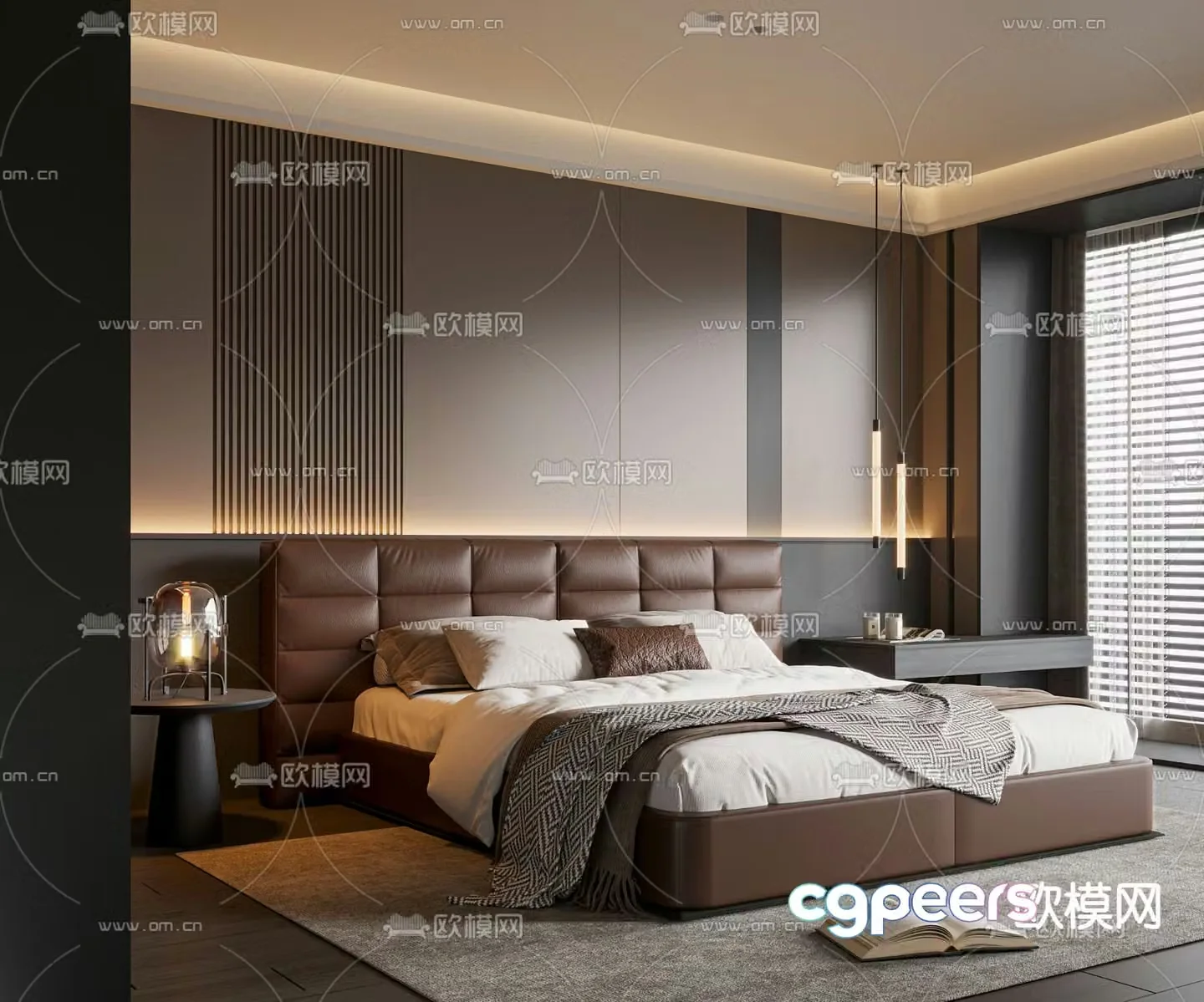 Italian double bed 3d model