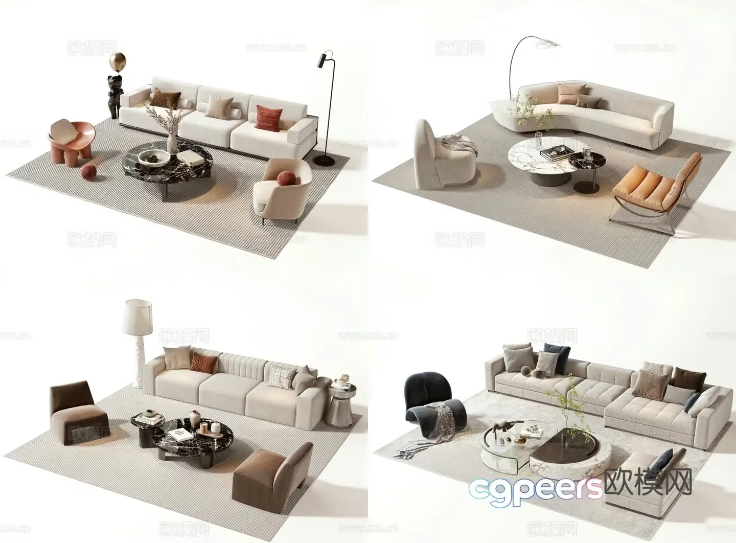 Modern sofa coffee table set 3d model