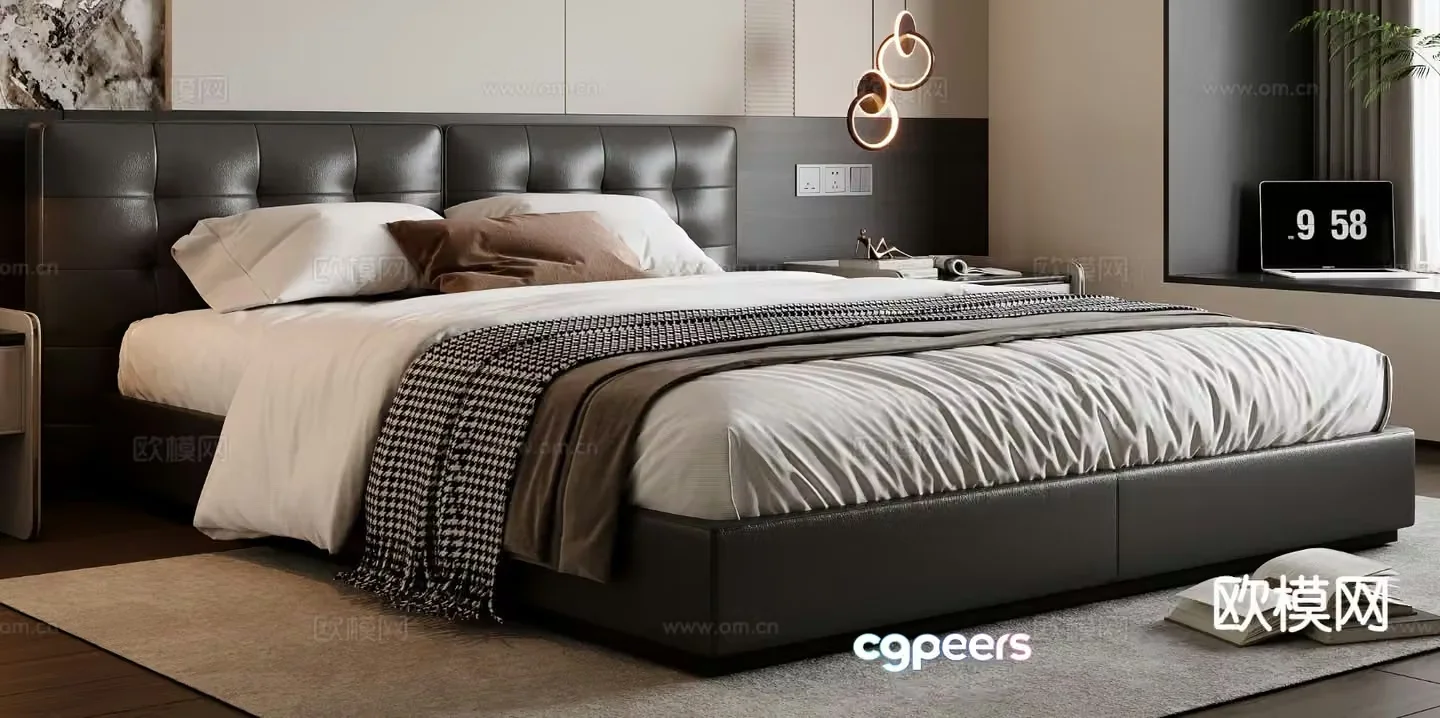 Italian double bed 3d model