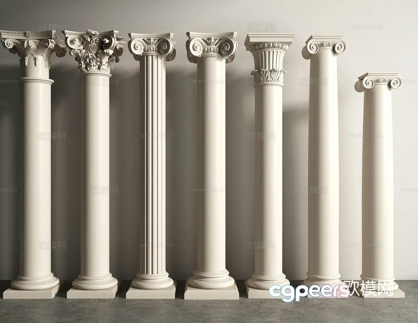 European columns Roman columns plaster columns 3D model