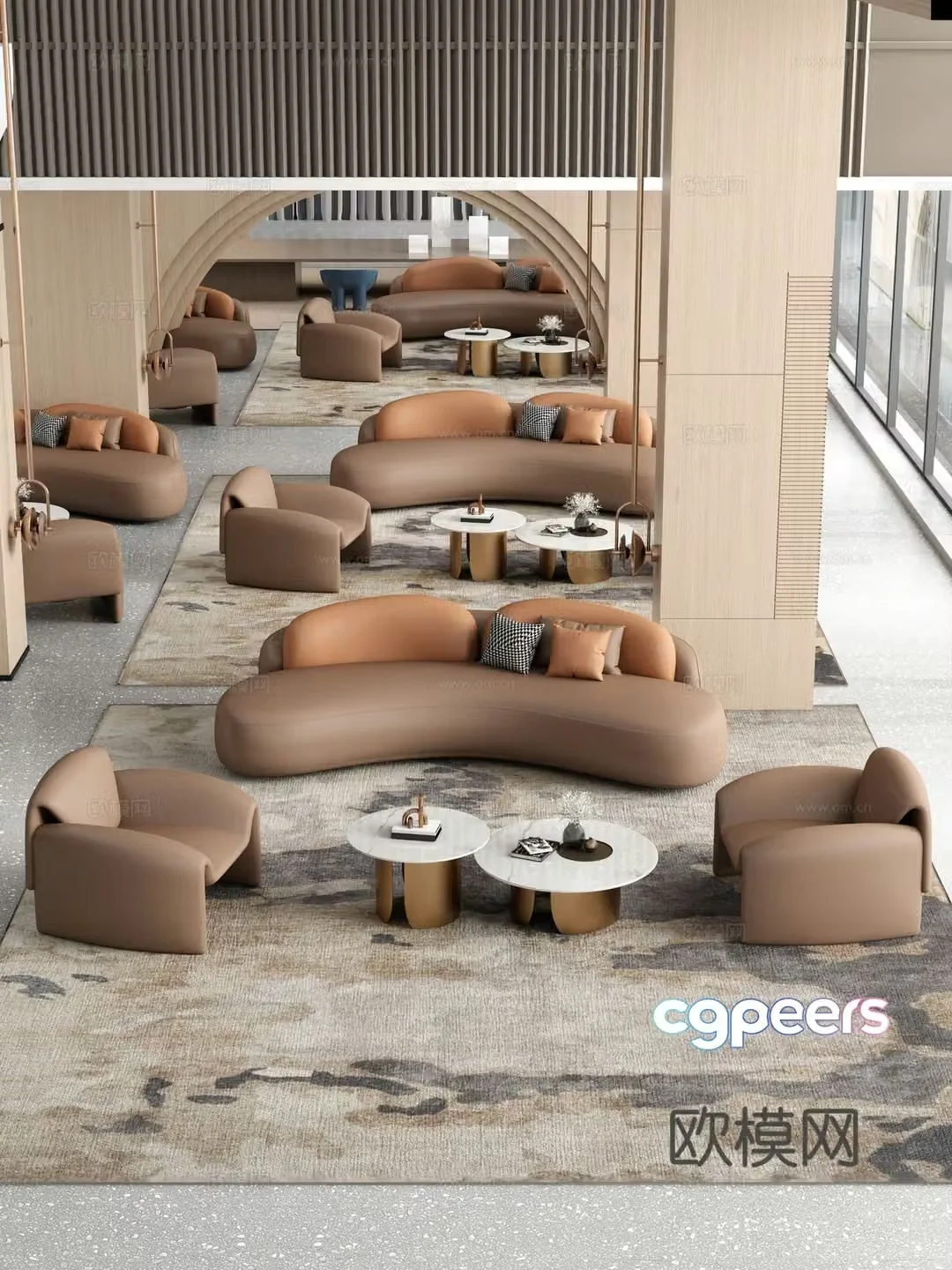 Lobby sofa combination Lobby sofa coffee table Casual sofa 3D model