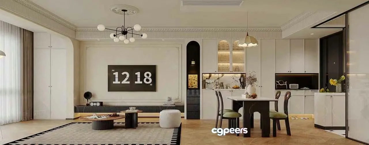 Modern Living Room 3D Model – 5205 – VRAY Render