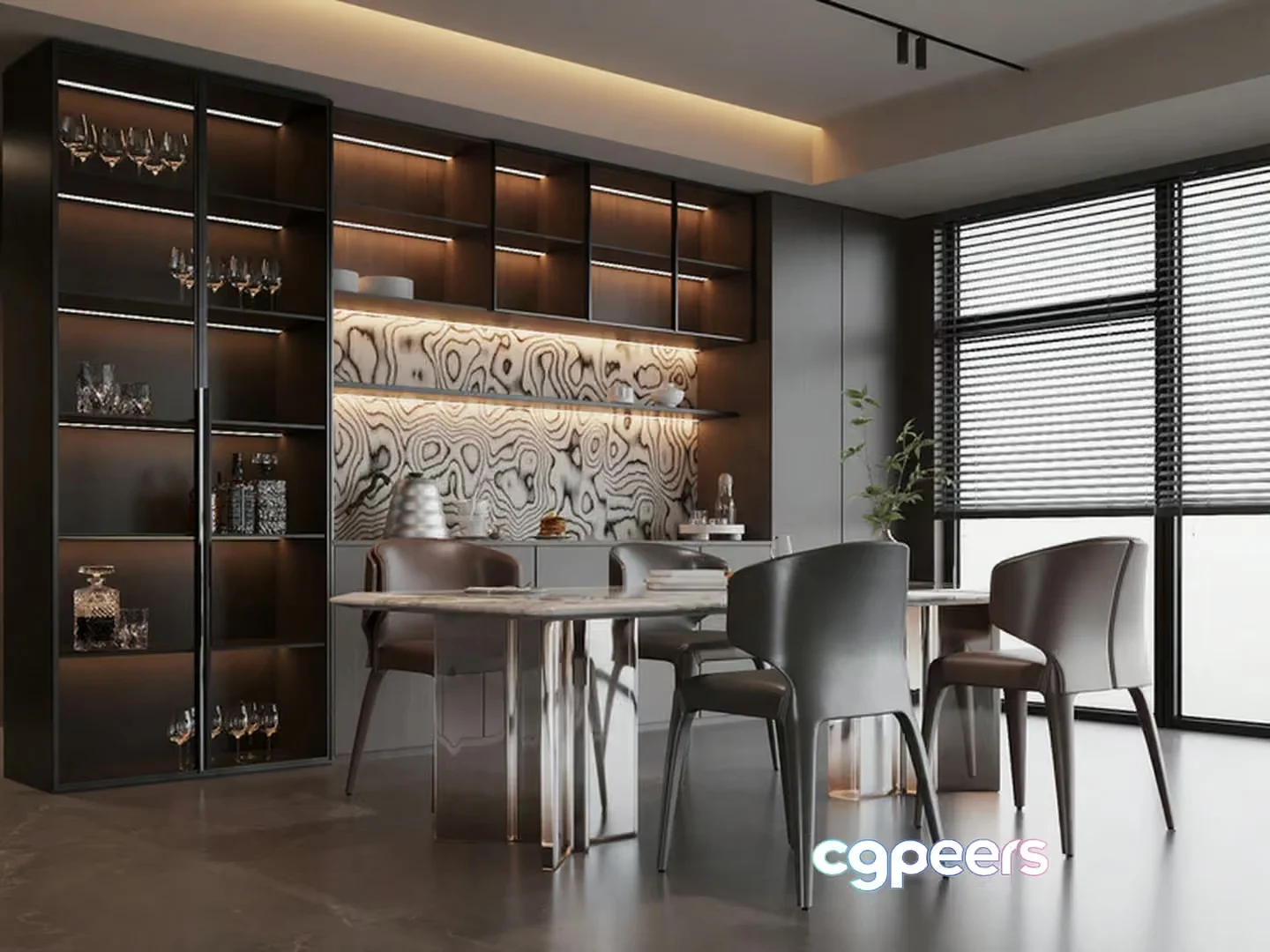 Modern Dining Room 3D Model – 11105 – VRAY Render
