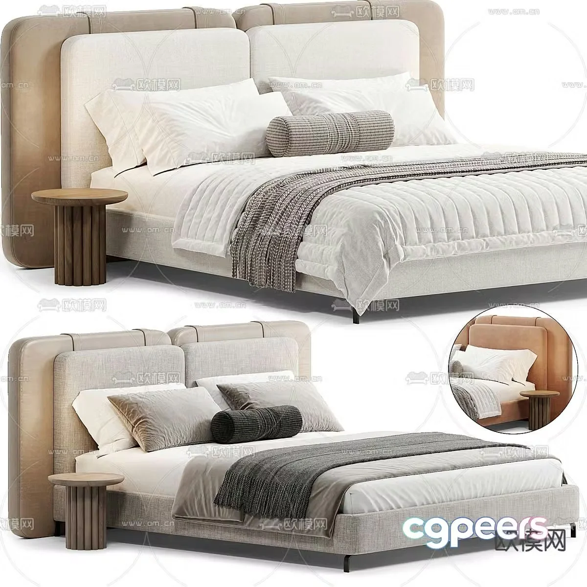 Modern double bed 3d model