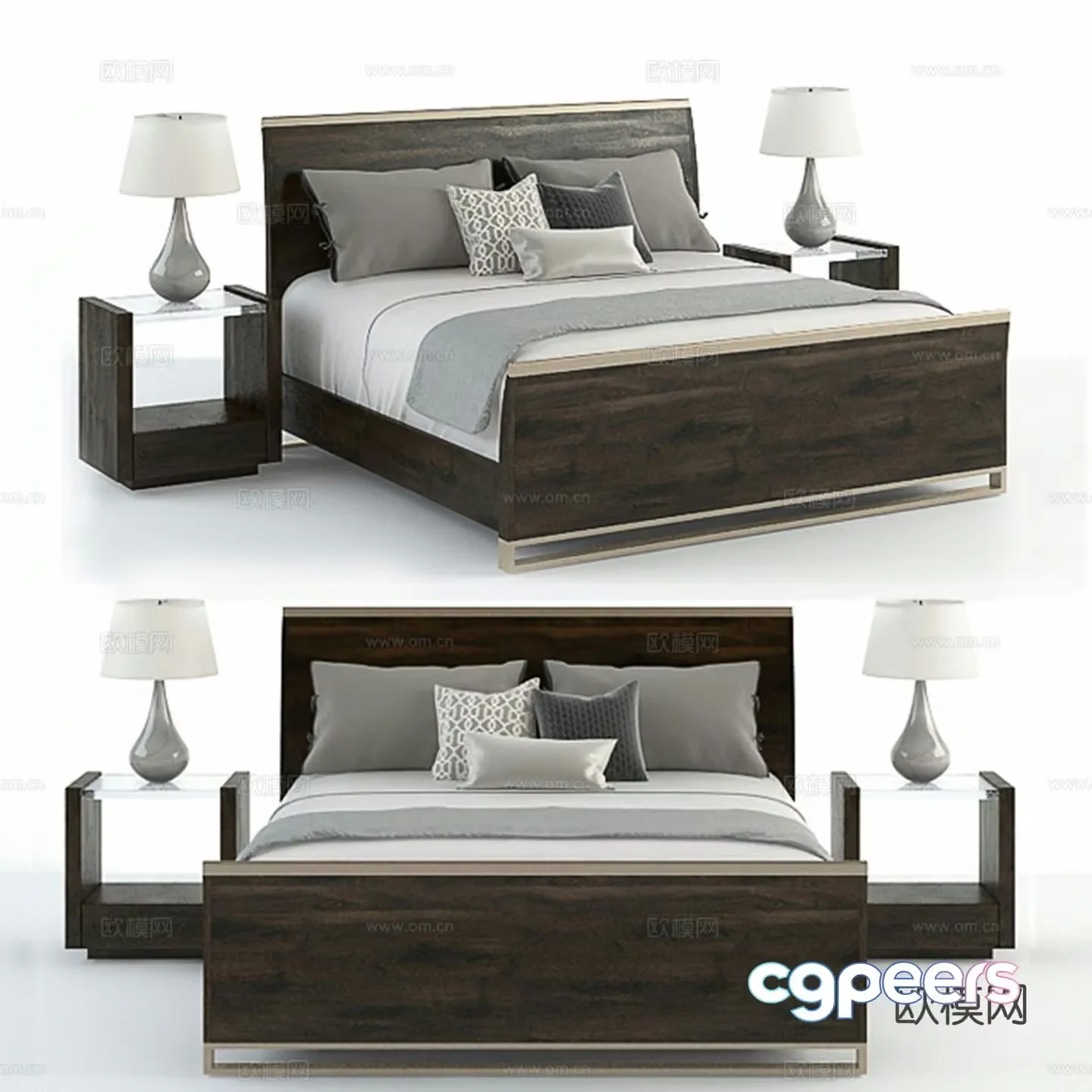 Modern double bed 3d model