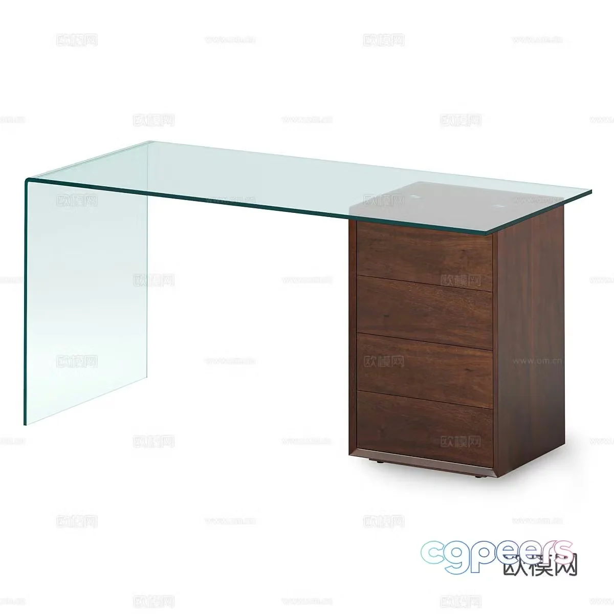 Nordic glass desk writing desk 3d model