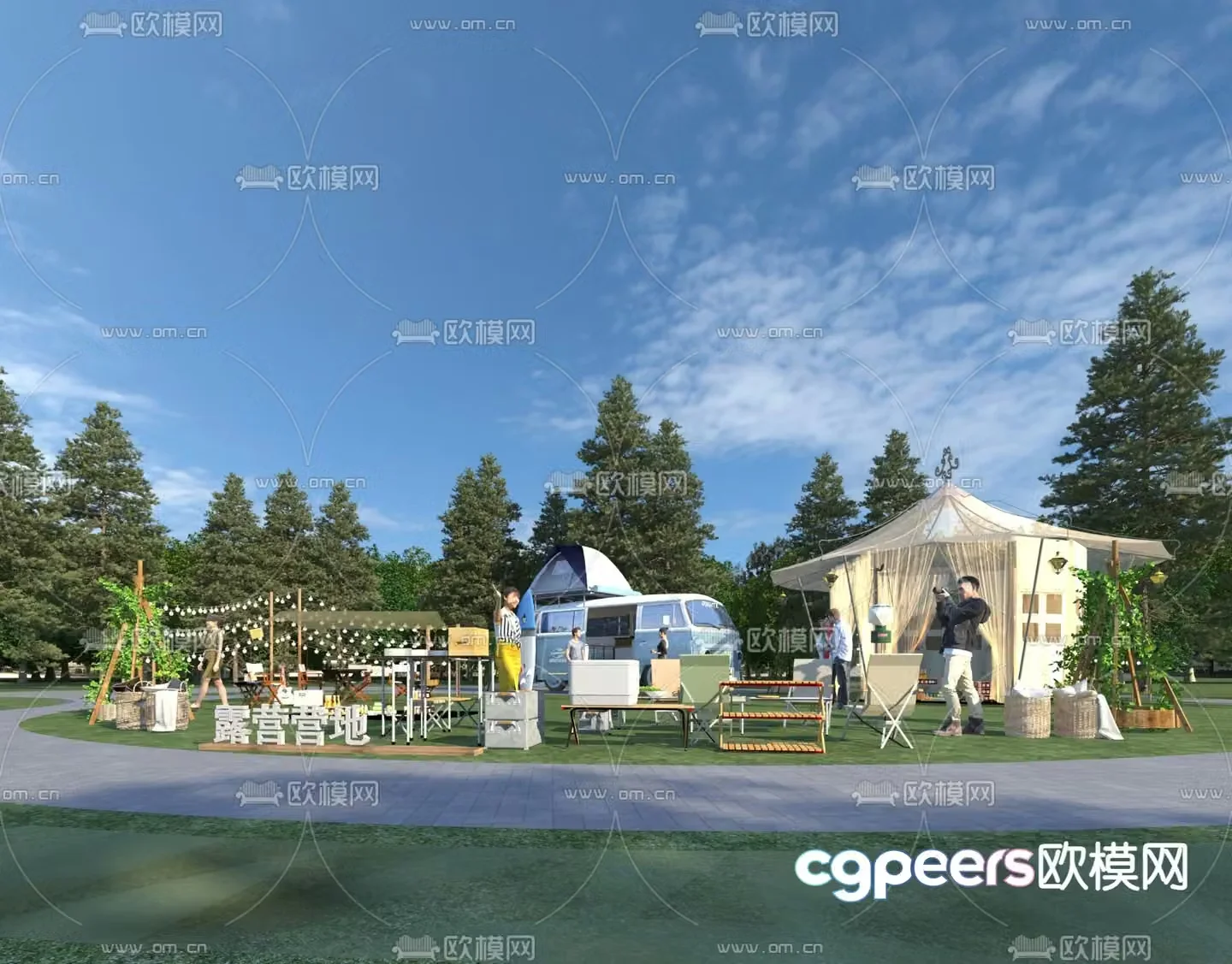Car campground camping base 3d model