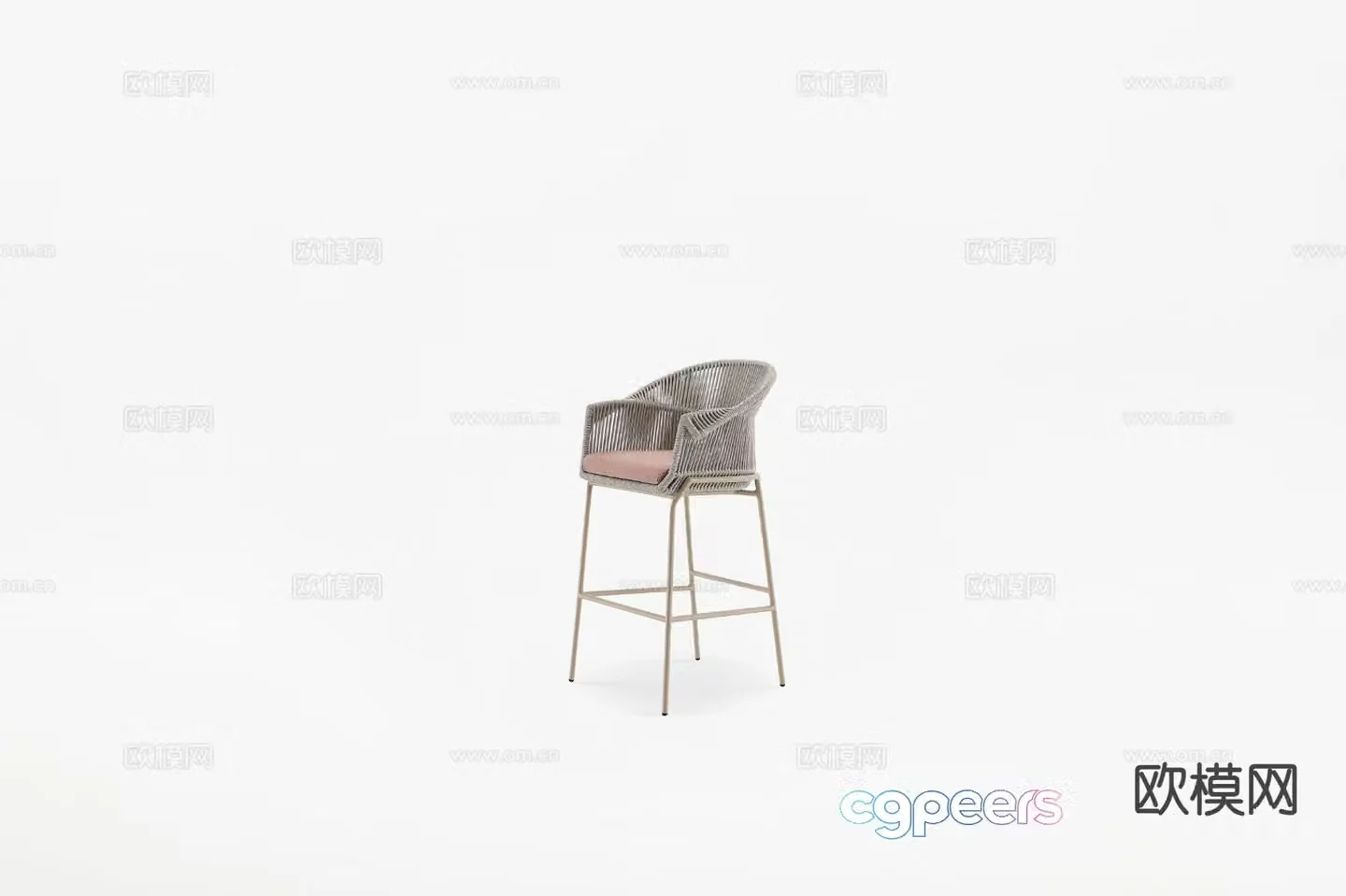 Modern patio bar stool bar stool outdoor chair 3d model