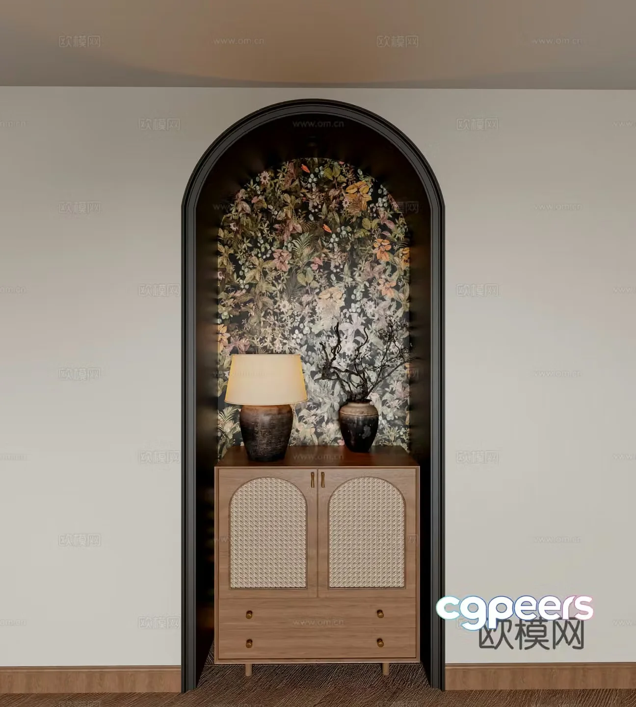 3D model of medieval style porch cabinet