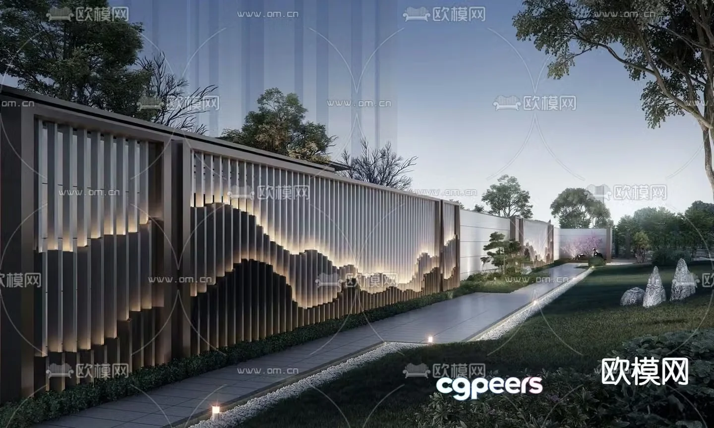 New Chinese style landscape wall landscape landscape wall courtyard landscape wall 3D model