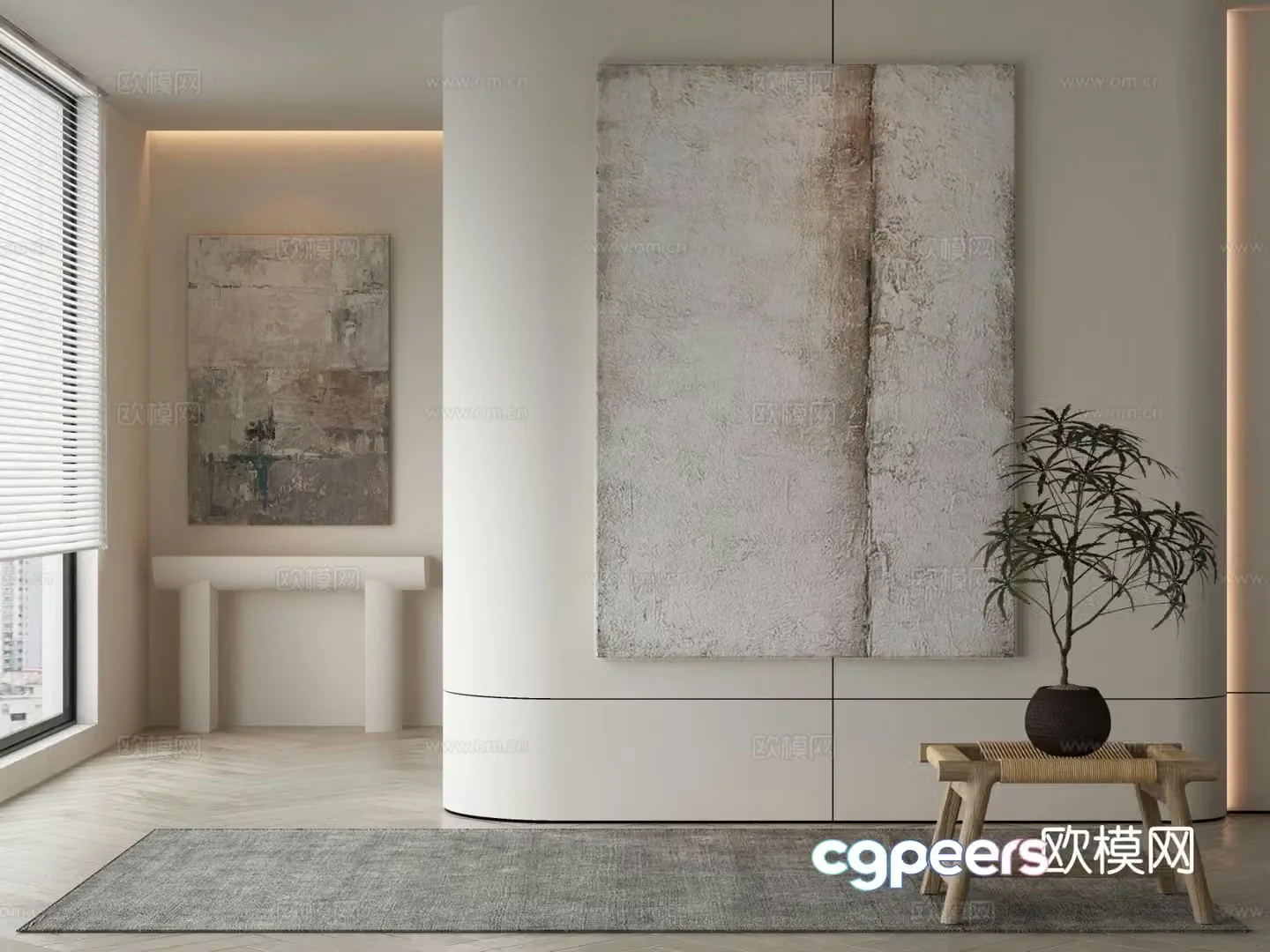 Modern texture painting decorative painting 3d model