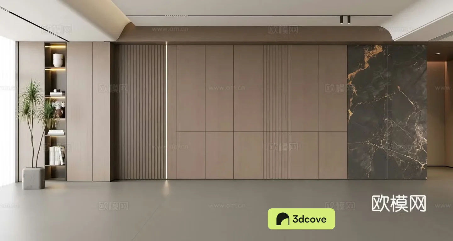 Modern simple sofa background wall modern ornament balcony cabinet living room cabinet wood veneer background wall