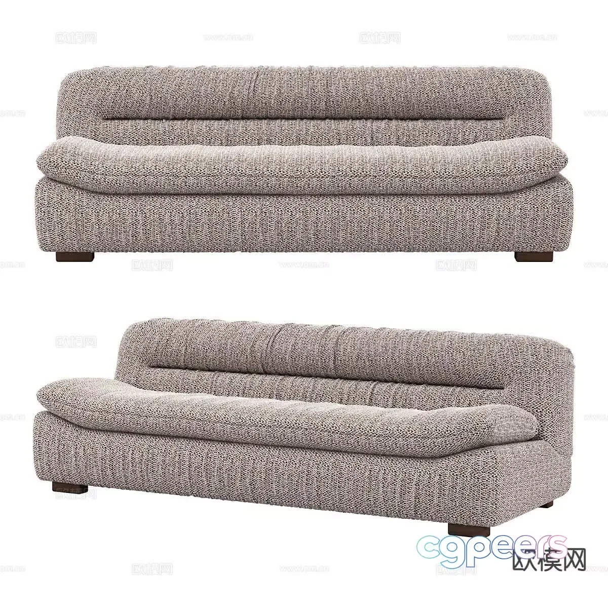 Gray Textured Couch 3D Model – 23748 – VRAY Render