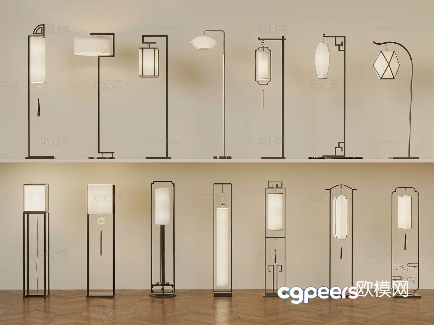 08 Chinese floor lamp Art lamp 3D model