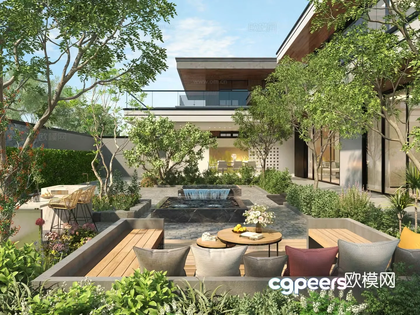 Modern garden landscape 3d model