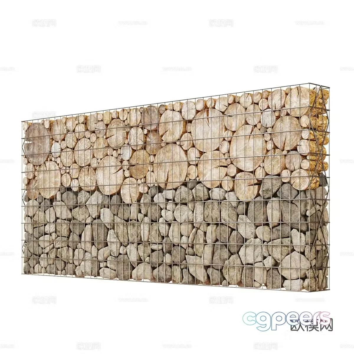 Modern Wasabi Wooden Gabion 3D Model