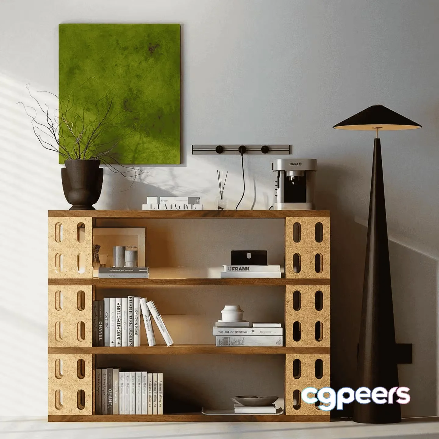 Modern Bookshelf Design 3D Model – 15244 – VRAY Render