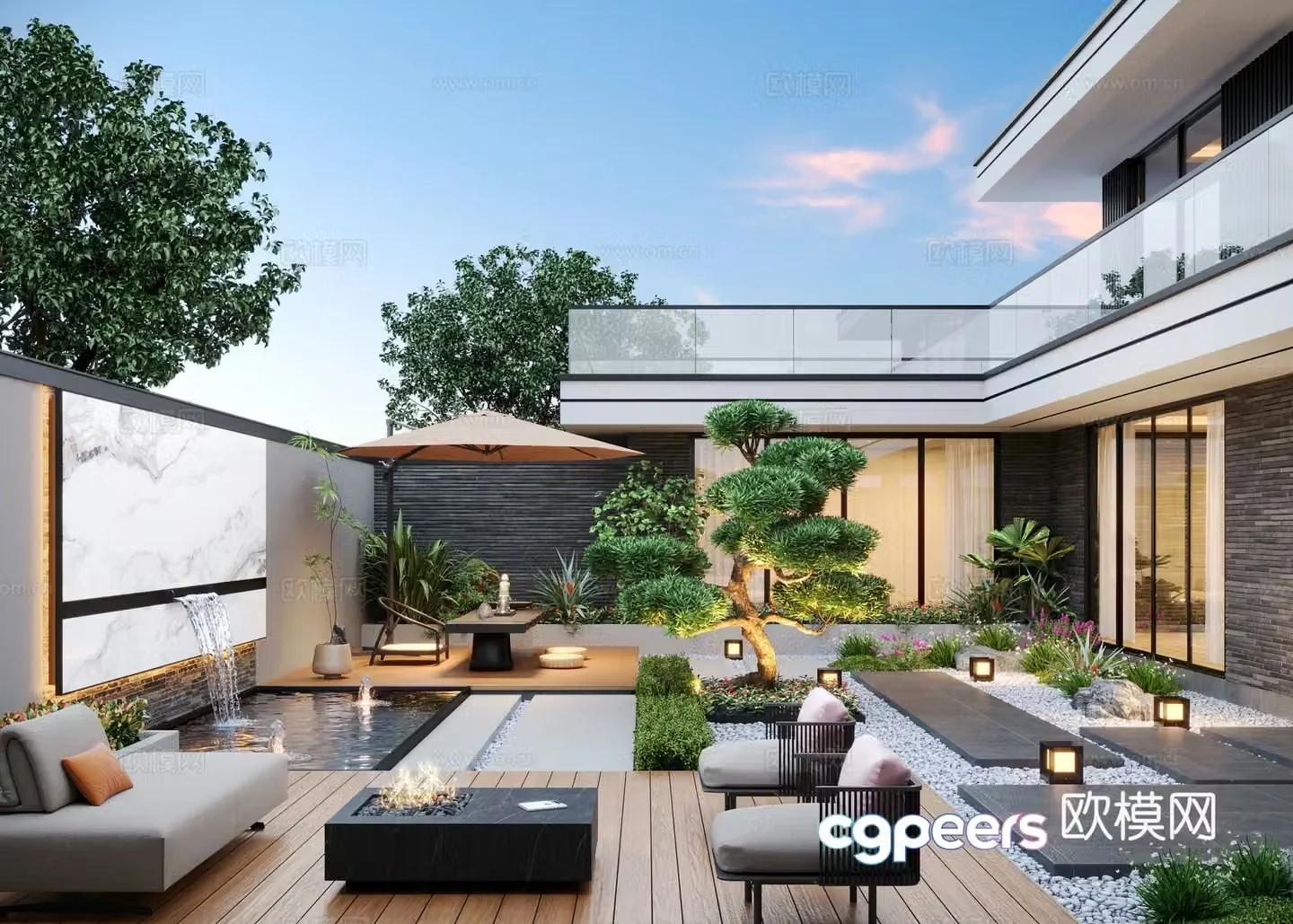 Modern courtyard landscape garden landscape 3d model