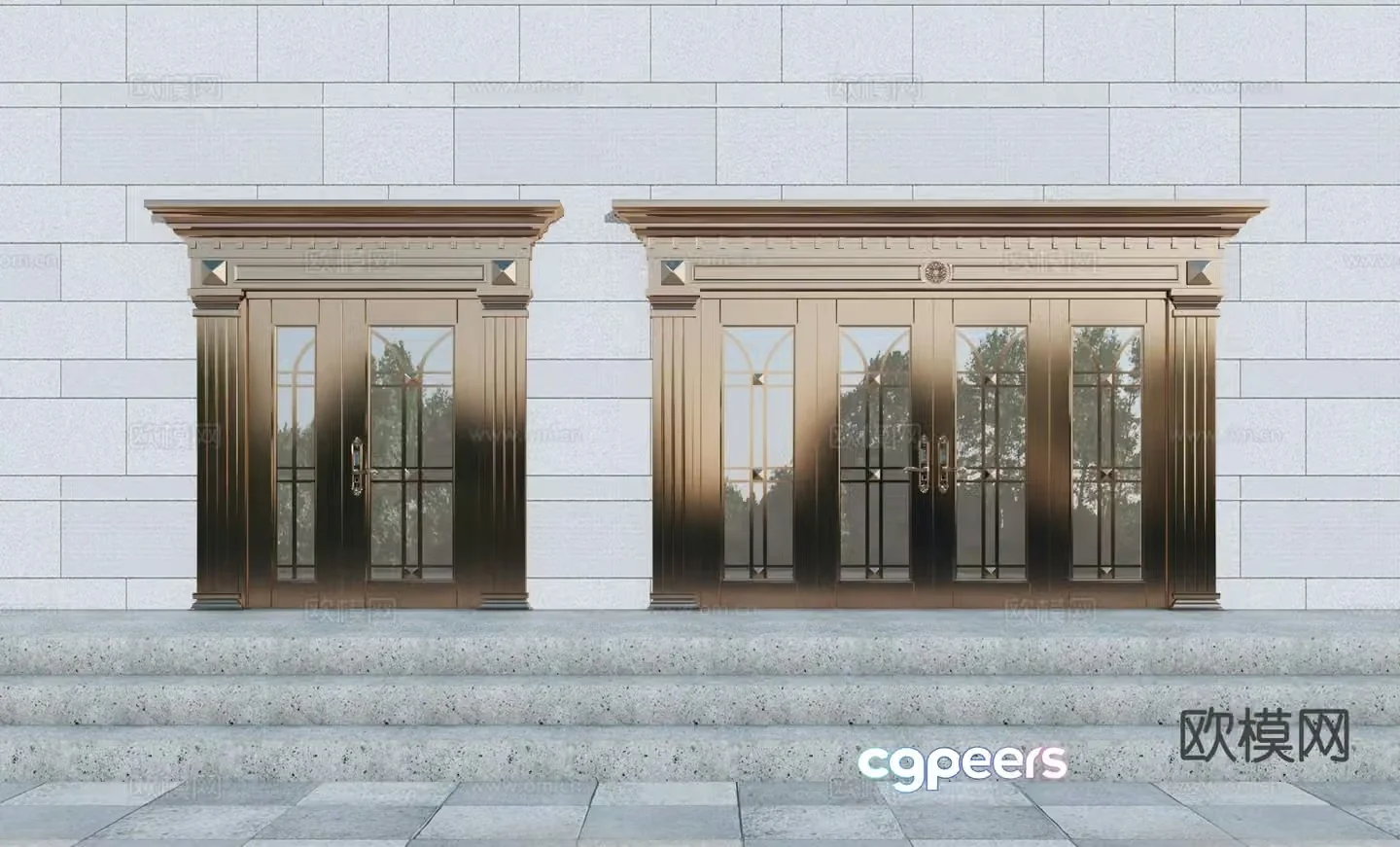 European style door copper door outdoor door villa entrance door 3D model