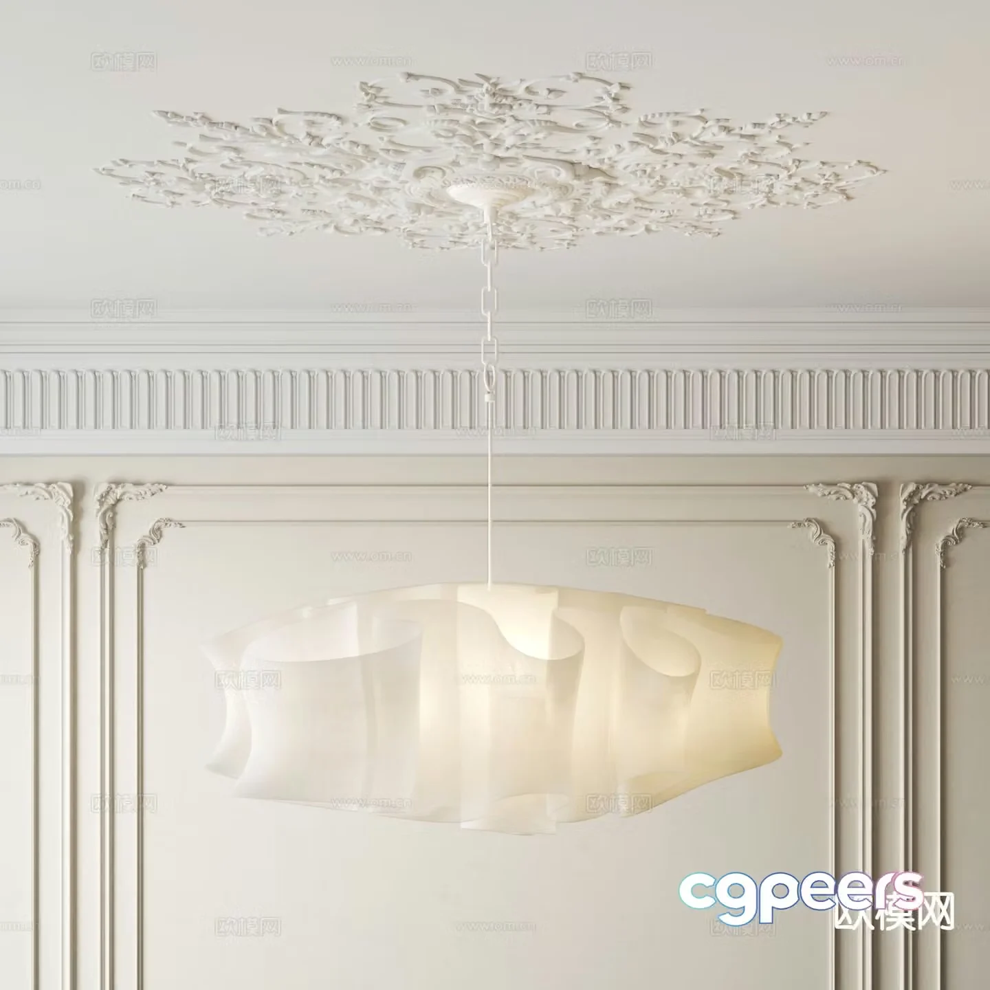 French chandelier gauze chandelier 3d model