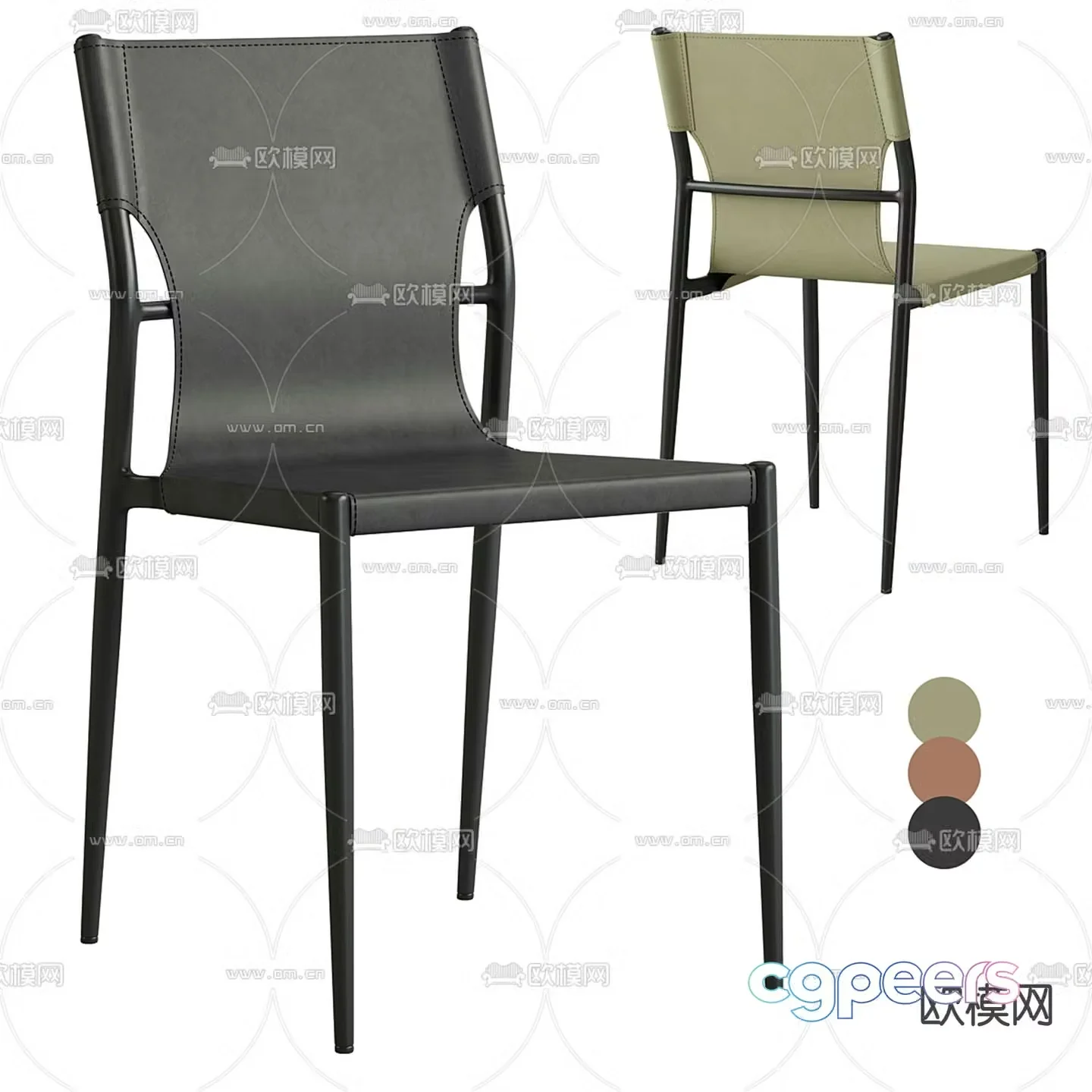 Stool Group leather chair dining chair 3d model