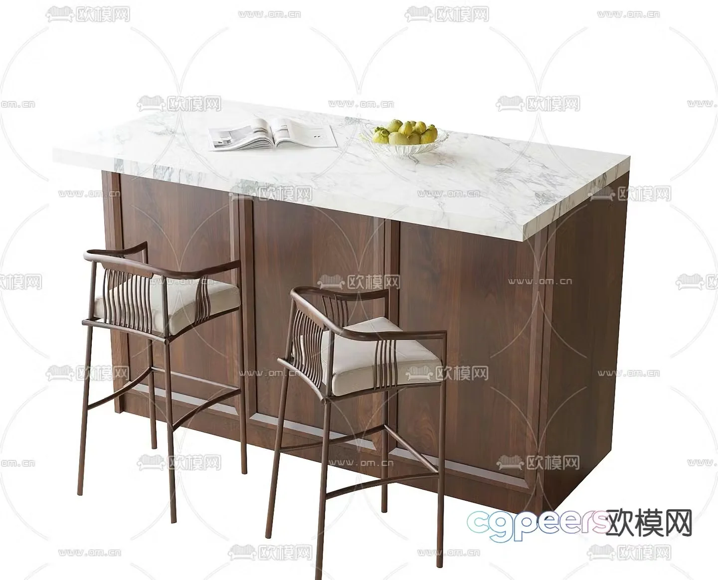 New Chinese island counter bar chair 3d model