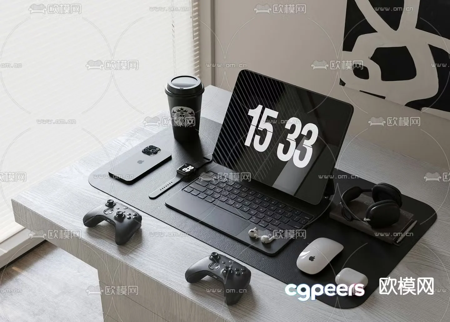 Office accessories stationery computer 3d model