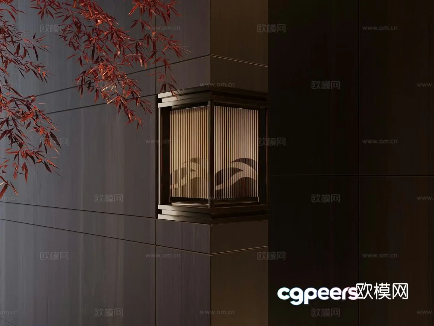 New Chinese style recessed wall lamp corner wall lamp 3D model