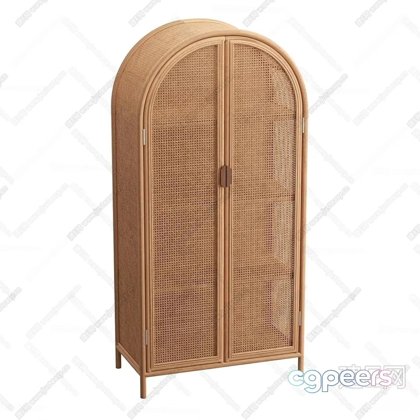A Wooden Cabinet With A Wicker Front 3D Model – 15703 – VRAY Render