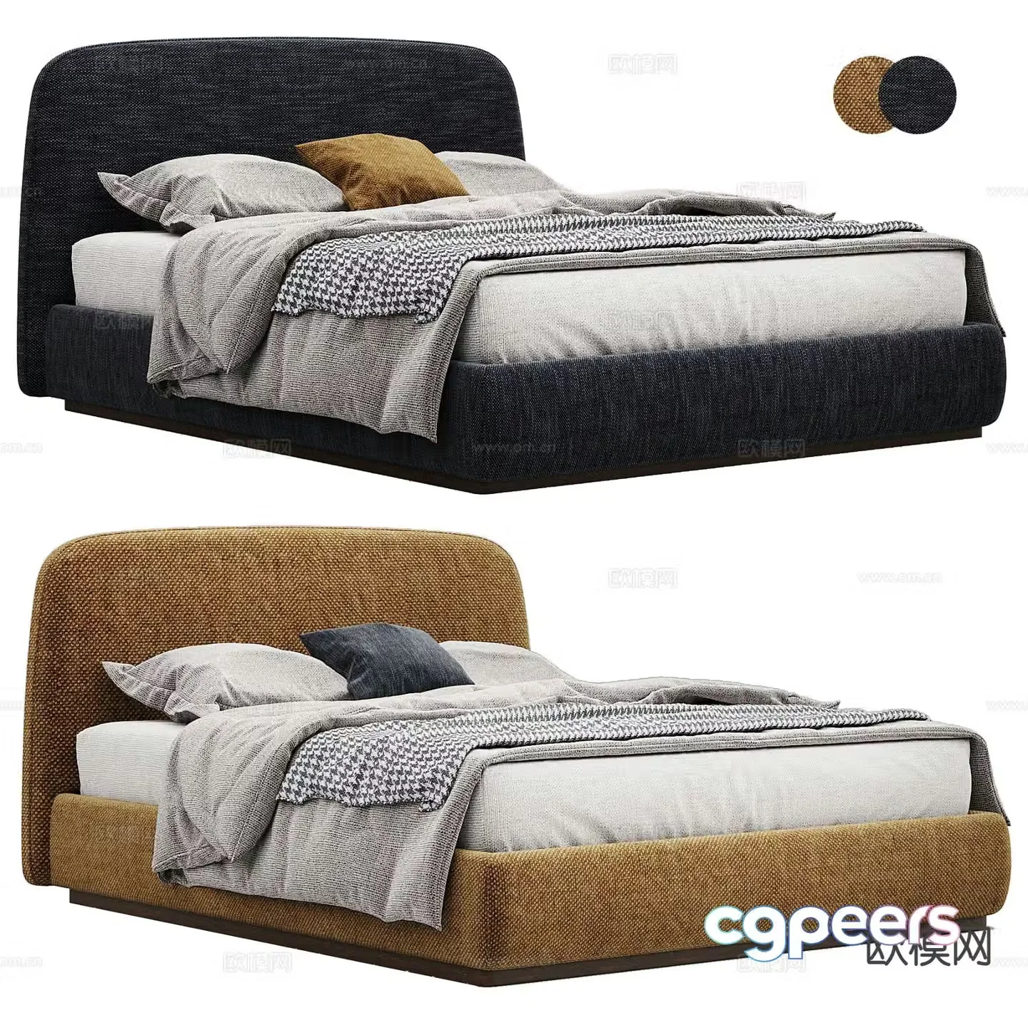 Modern double bed 3d model