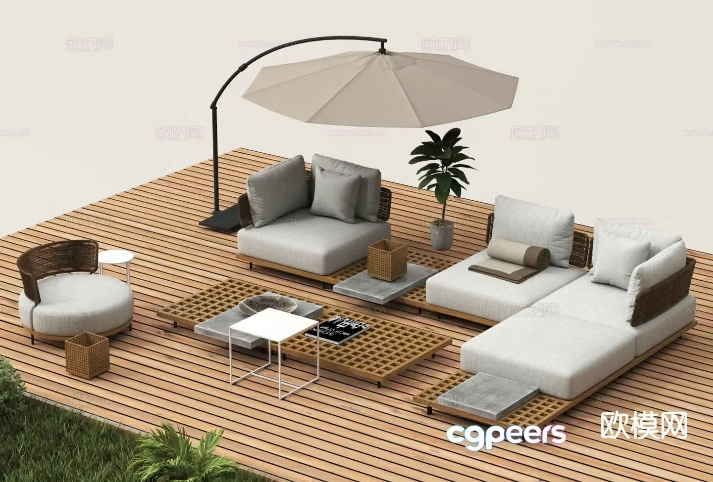 Outdoor sofa modular sofa 3d model