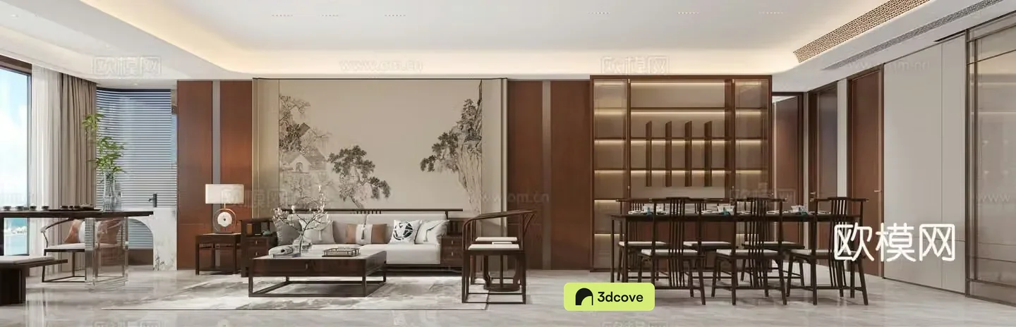 New Chinese style living and dining room