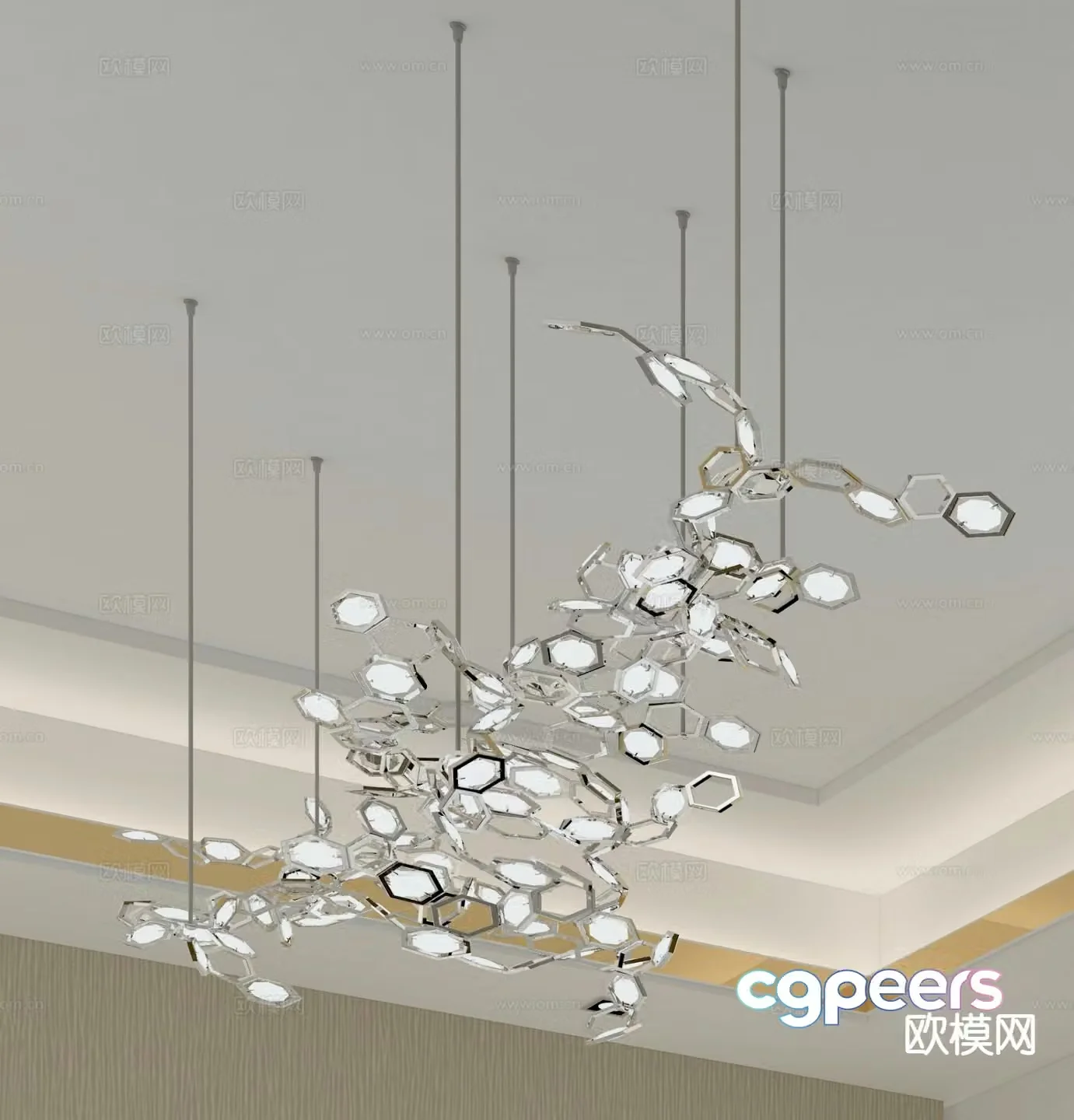 Light luxury chandelier restaurant chandelier 3d model