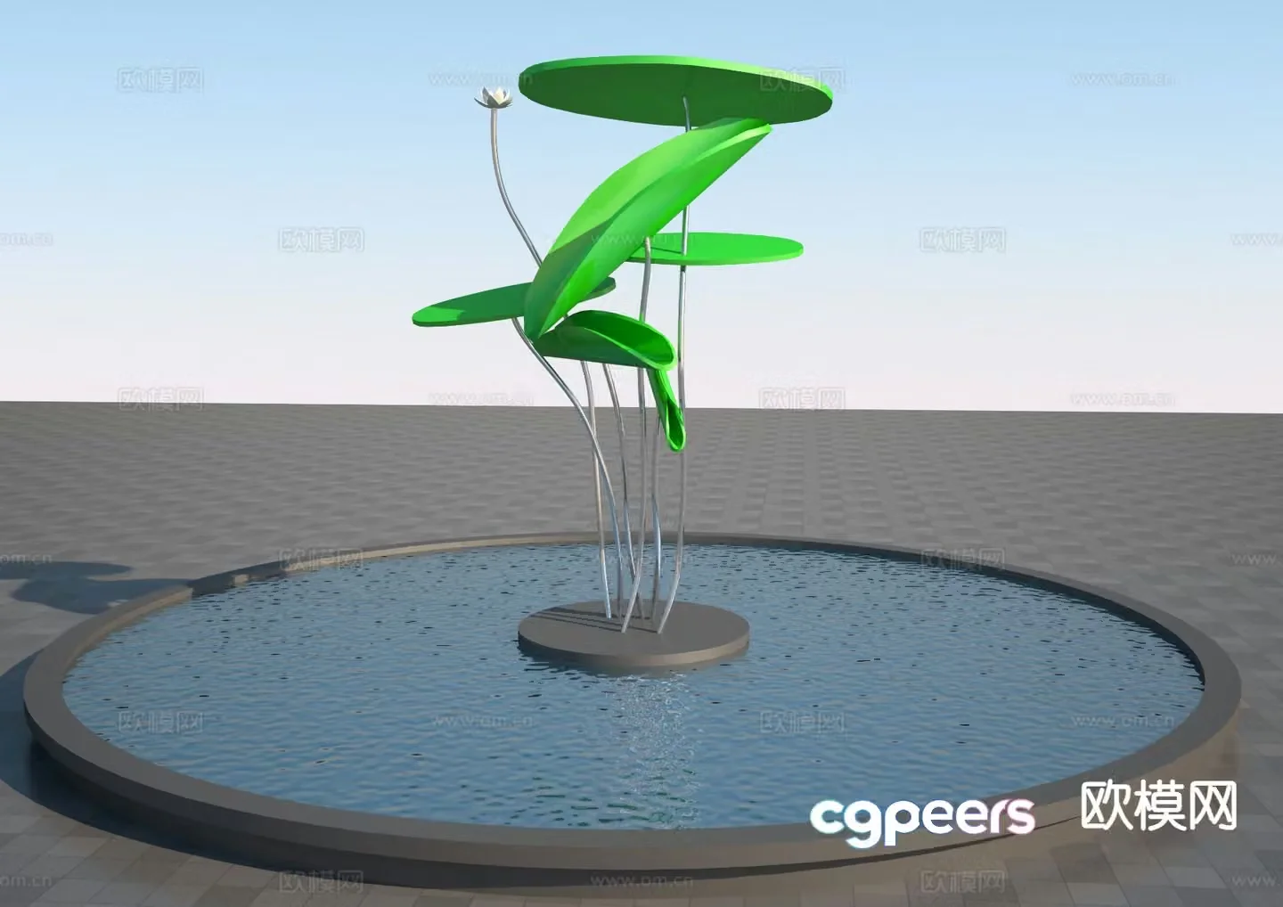Abstract lotus leaf sculpture urban sculpture 3d model