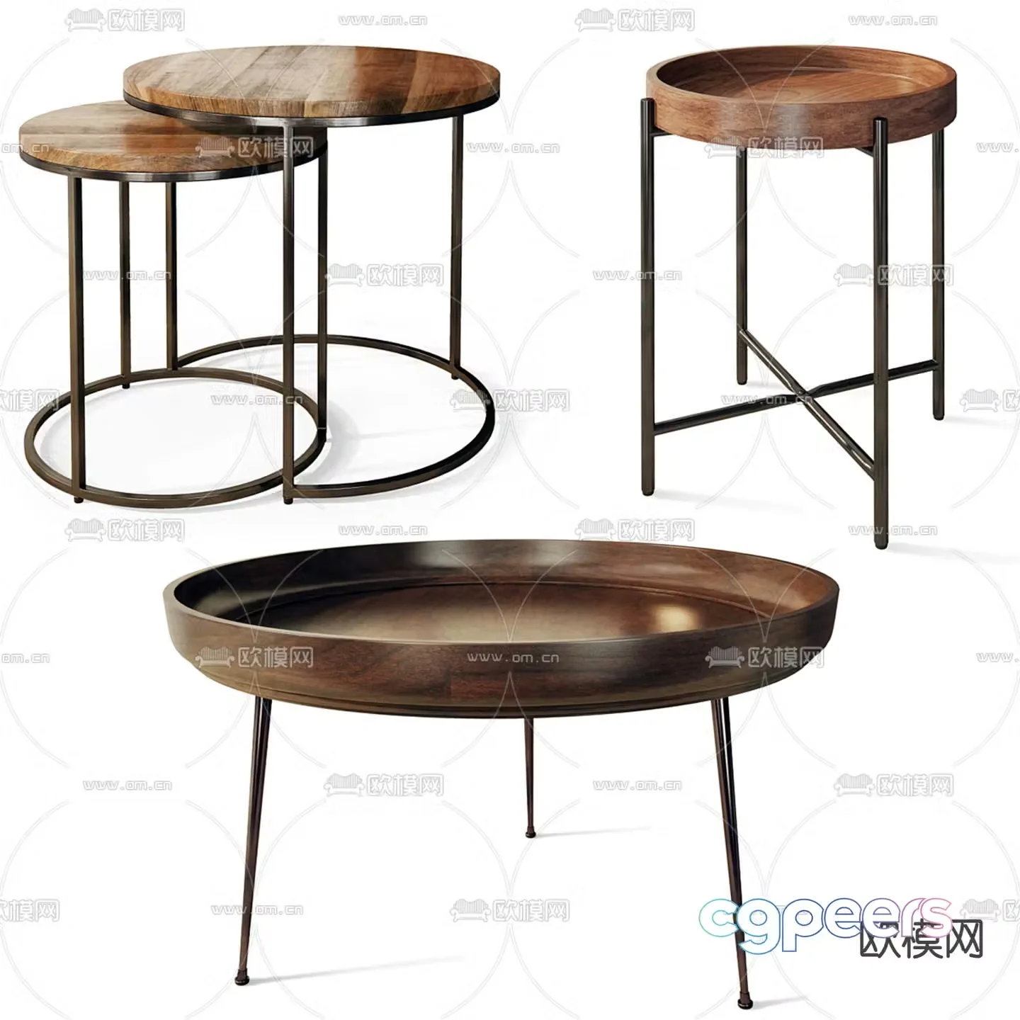 Round table side table angle table 3D model