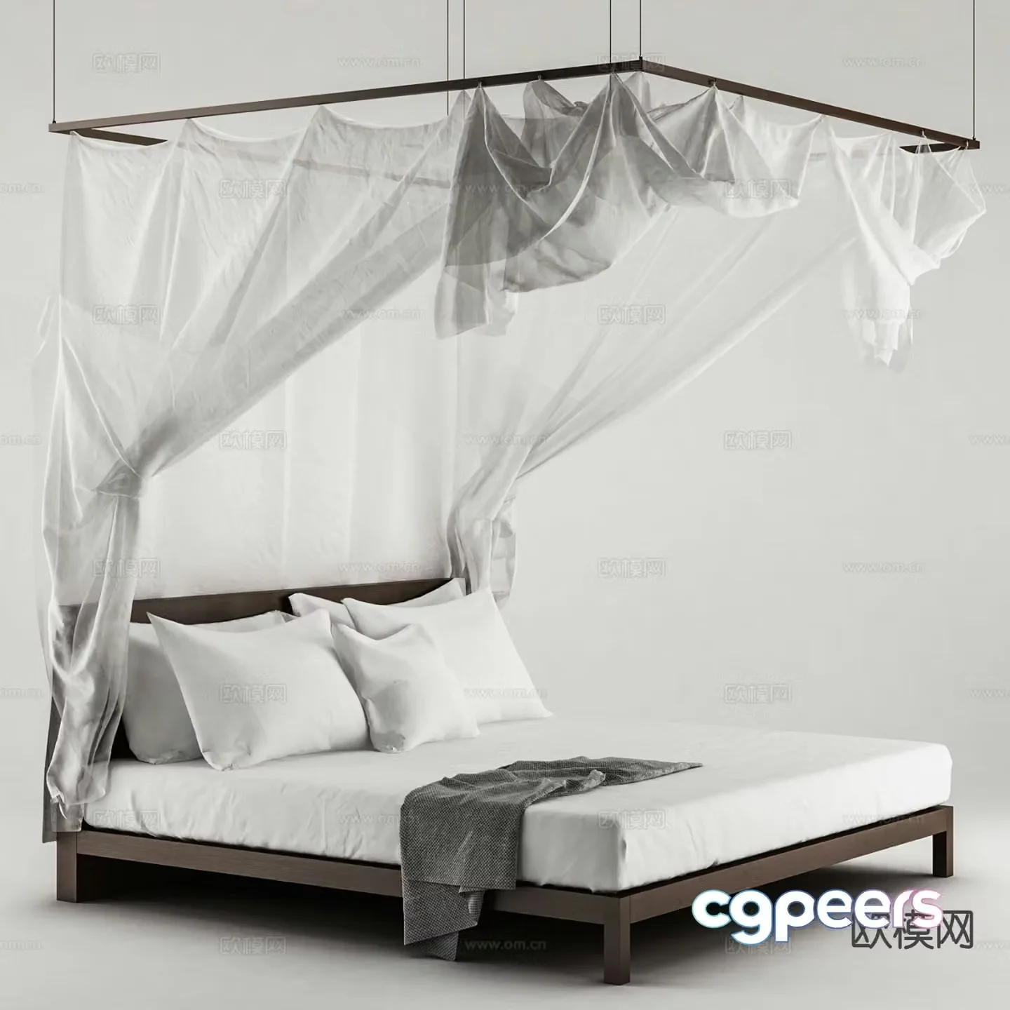 Modern double bed 3d model