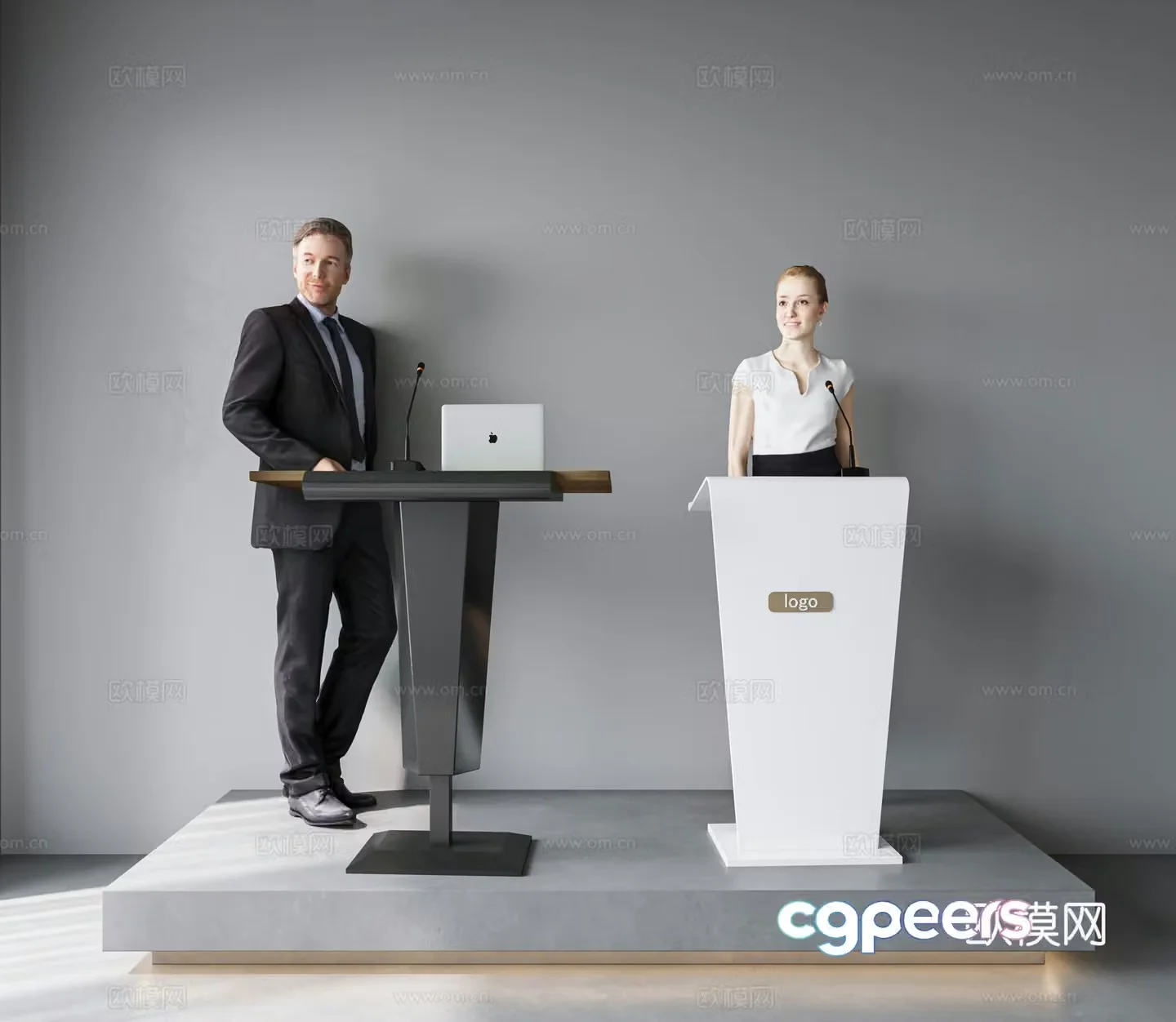 Modern podium Podium Workbench Host Station Leader Speech Character People 3D Model