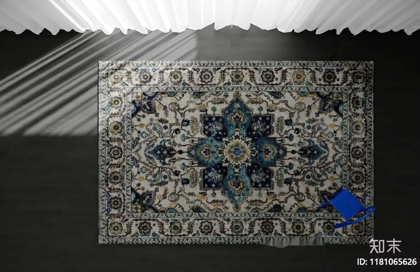 The Main Subject Is A Rug And It Is Blue 3D Model – 6518 – VRAY Render