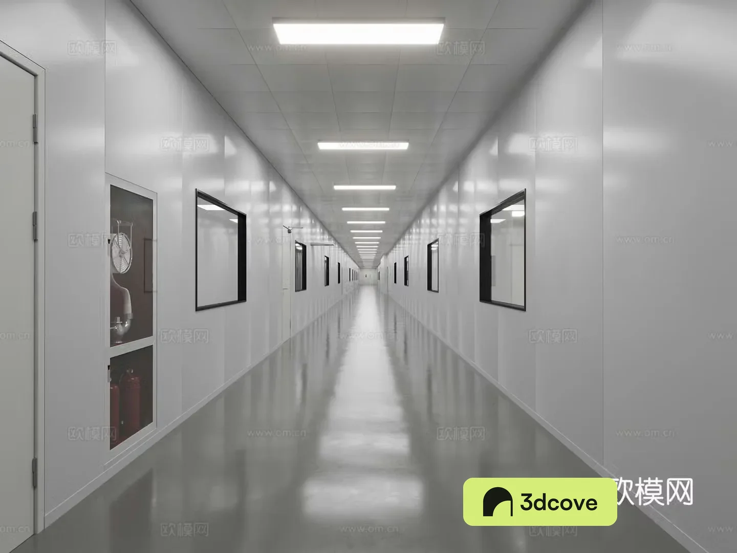 Modern factory workshop corridor