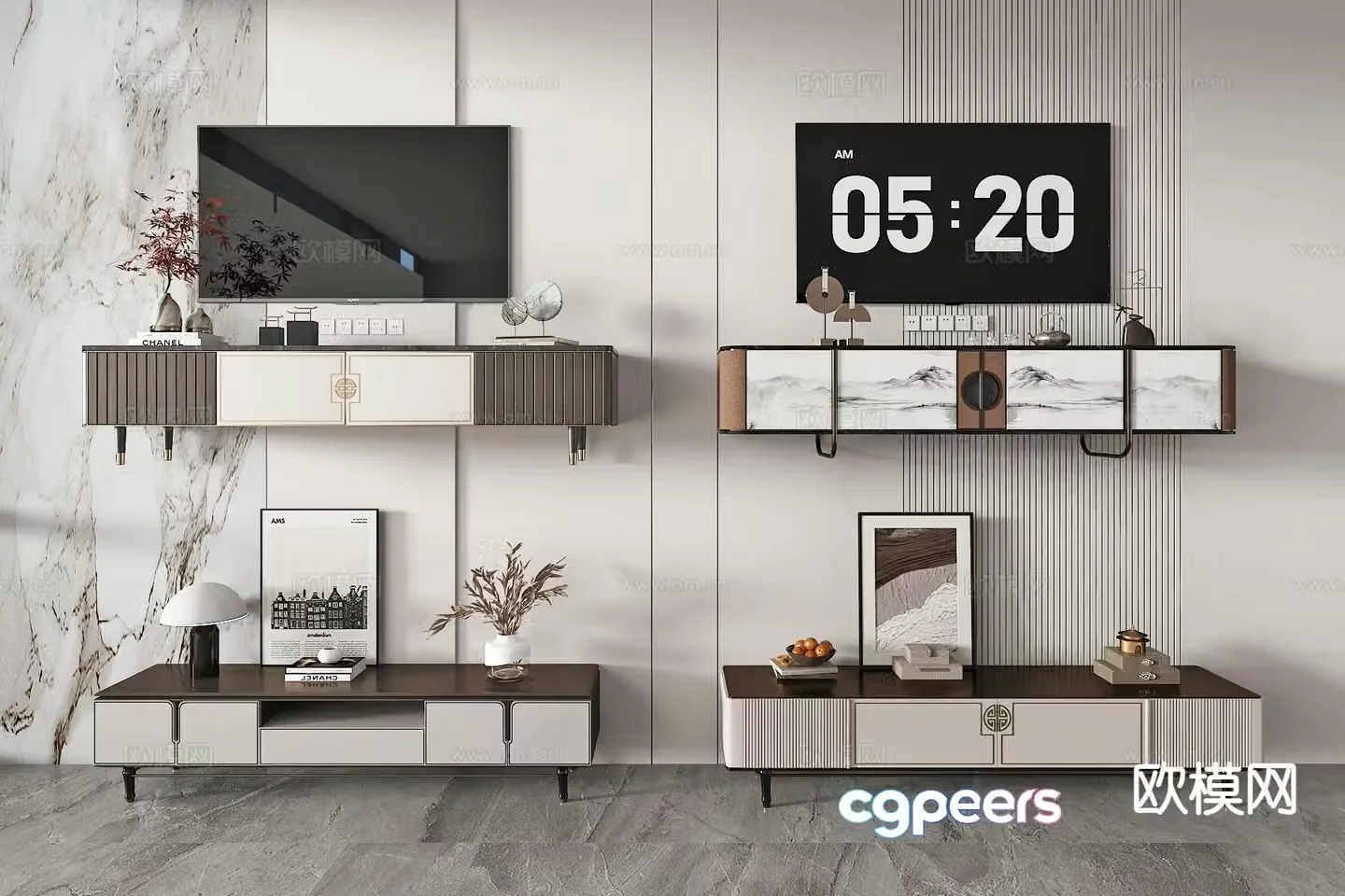 New Chinese style TV cabinet base cabinet 3D model