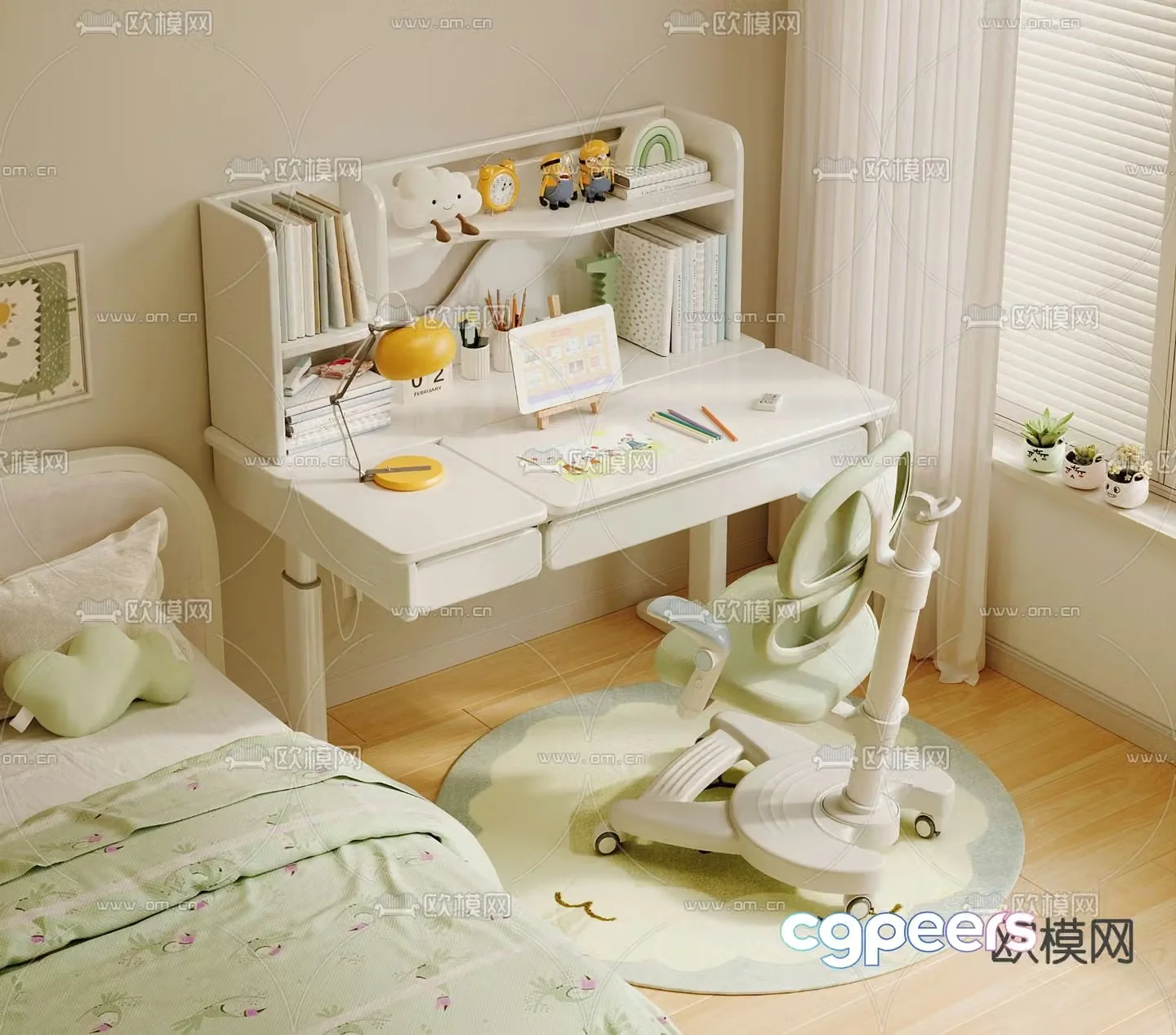 Children’s table study table and chair lifting table and chair 3D model