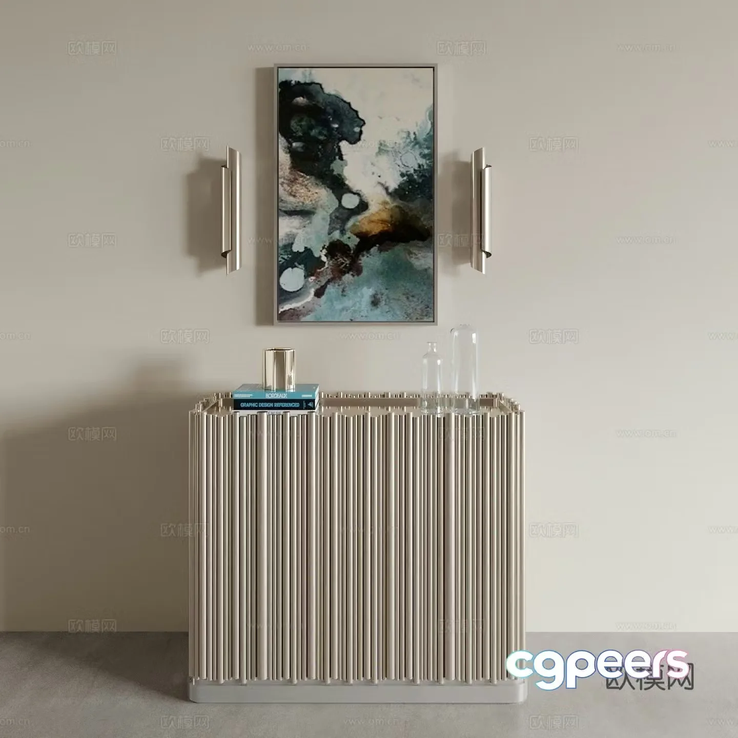 Light luxury entrance cabinet Duanjing cabinet 3D model