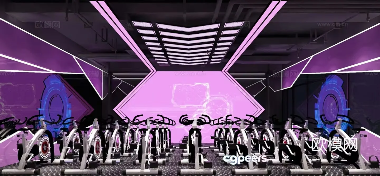 Modern cycling room gym 3d model
