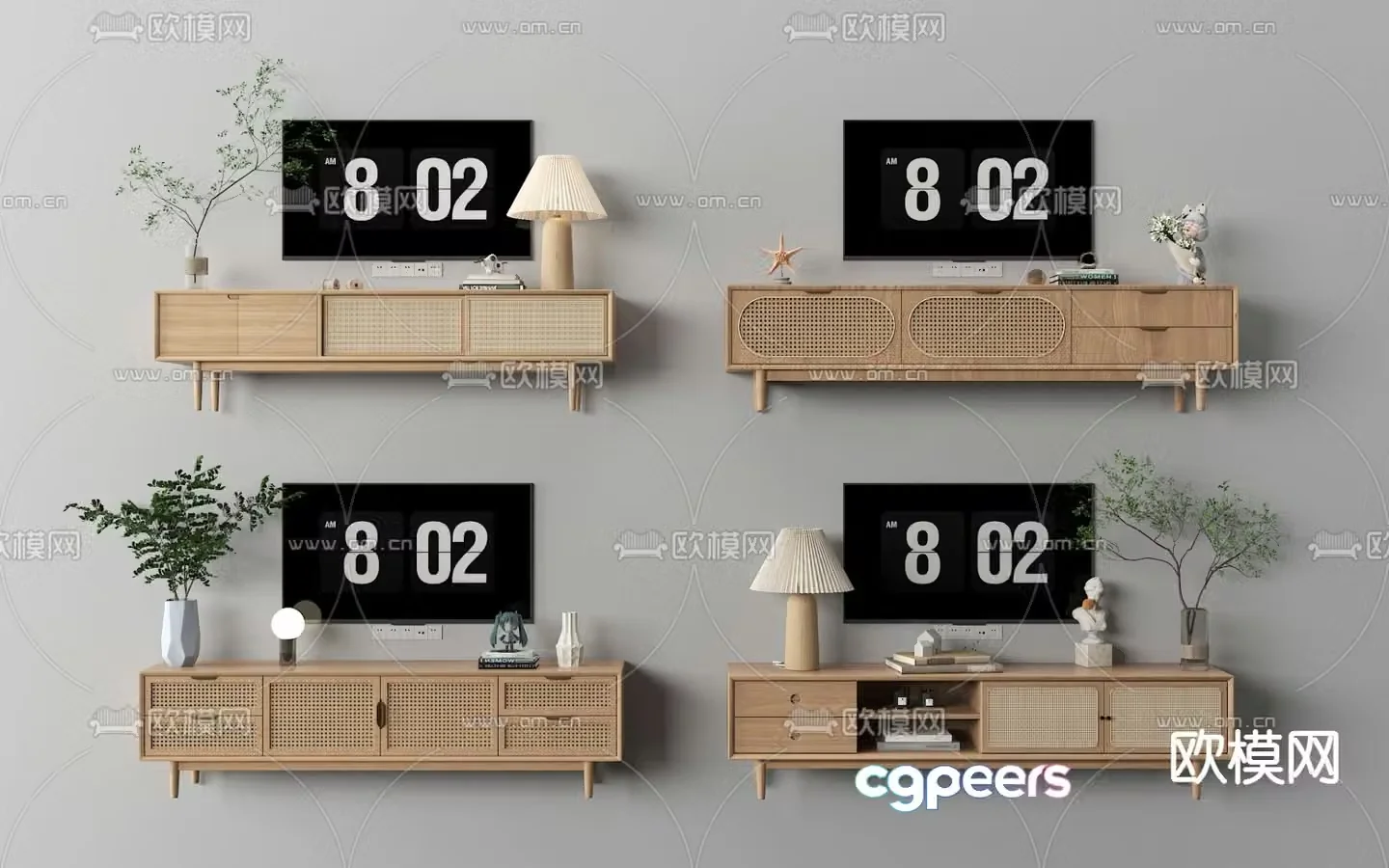 Nordic TV Cabinet TV Background Cabinet 3D Model