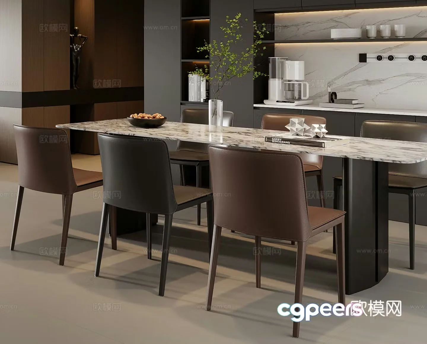 Italian dining table and chairs 3d model