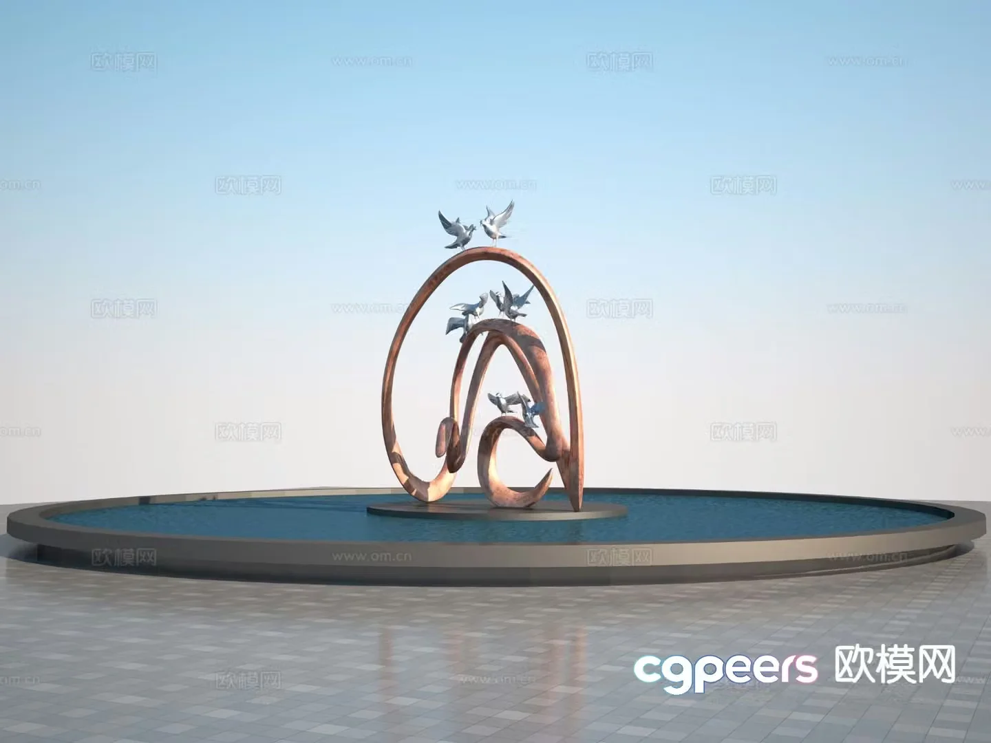 Flying pigeon sculpture urban sculpture 3d model