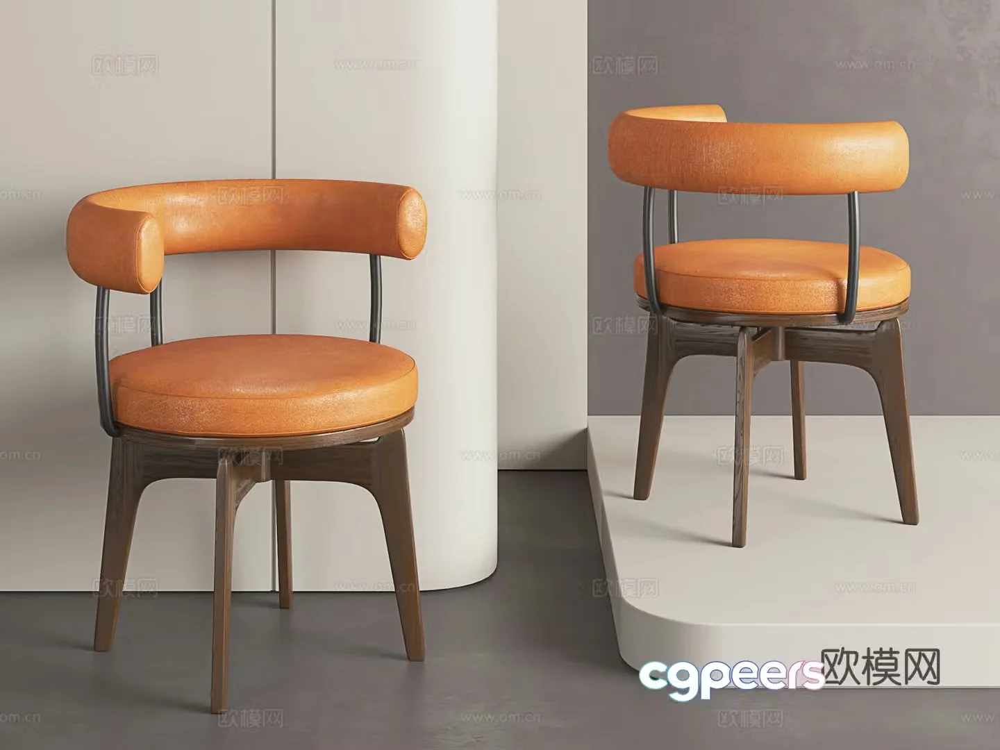 Single chair medieval style chair simple leather dining chair minimalist desk and chair retro style chair 3D model