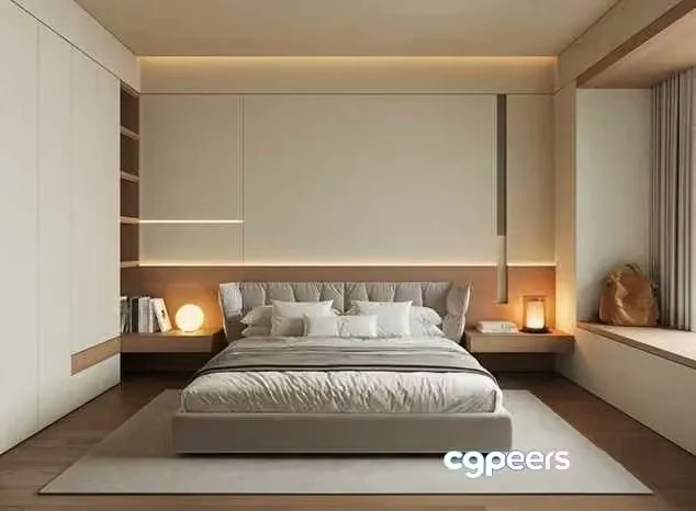 Modern Minimalist Bedroom 3D Model – 3401 – VRAY Render