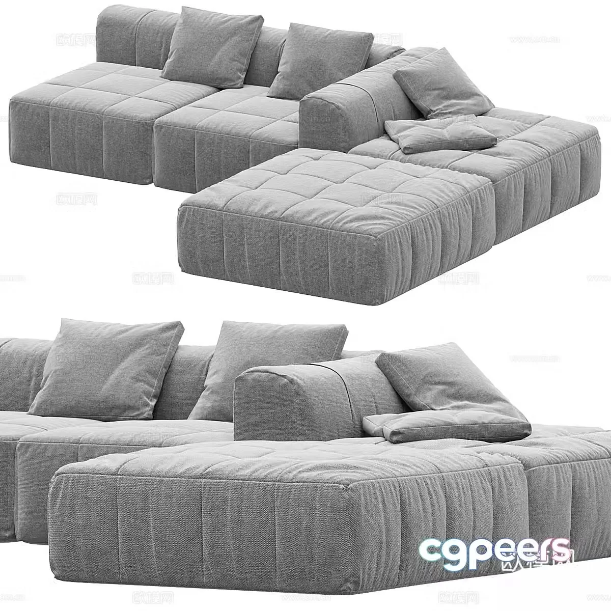 Modern fabric corner sofa 3d model