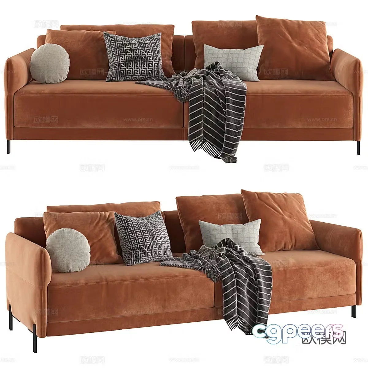3d model of double sofa